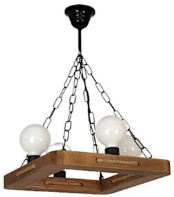 Lustra rustica fabricata manual din lemn KAVALA 4L