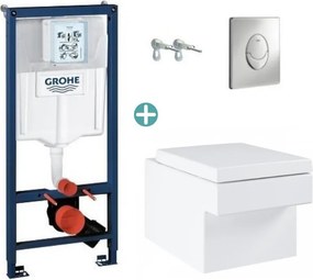 Set rezervor Grohe Rapid SL cu clapeta Skate Air crom si vas wc Grohe Cube Ceramic Triple Vortex PureGuard capac soft close