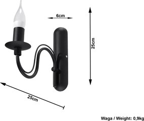 Aplică de perete neagră din metal Fiorano – Sollux