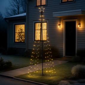 Lampă de podea de Crăciun neagră 240 cm, incl. LED IP44 cu telecomandă - Nagi