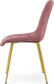 Scaun de masa SPLIT VELVET cu picioare aurii, roz inchis