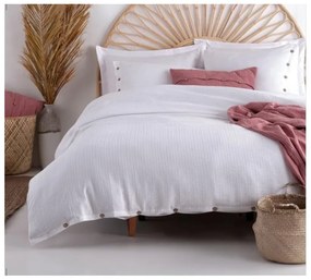 Lenjerie de pat albă din bumbac ranforcé pentru pat dublu/extinsă 240x220 cm Como Striped – Mila Home Luxury
