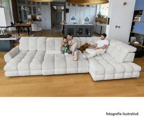 Set canapea extensibilă cu funcţie de extensie electrică, bej-gri Taupe, pe stânga, TOLLO L ROH