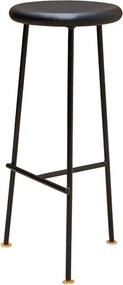 Scaun de bar din lemn de mango albastru închis, cu structură din metal negru și detalii aurii, 77×32 cm, „Motta"