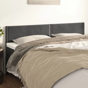vidaXL Tăblii de pat, 2 buc, gri închis, 90x5x78/88 cm, catifea