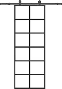 vidaXL Ușă glisantă cu set de feronerie neagră 76x205 cm Sticlă ESG