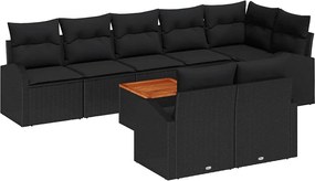 vidaXL Set de canapele pentru grădină 9 pcs Negru poliratan