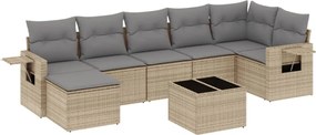 vidaXL Set canapele de grădină, 8 piese, cu perne, bej, poliratan