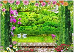 Tablou - Grădina magică cu lebede (70x50 cm)