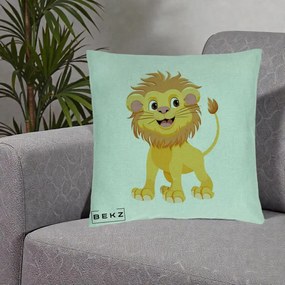 Perna Decorativa Pui de Leu Kawaii, 40x40 cm, Verde Menta, Husa Detasabila, Perna Inclusa, BEKZ®
