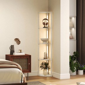HOMCOM Lampadar Podea LED, 4 Rafturi, Lumină Reglabilă 3000K, MDF, 41x29,5x163,5 cm, Stejar | Aosom Romania