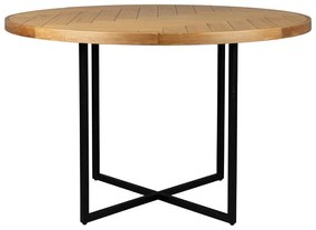 Masă de dining rotundă cu blat cu aspect de lemn de stejar ø 120 cm Class – Dutchbone