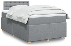 vidaXL Pat continental cu saltea, gri deschis, 120x200 cm, textil