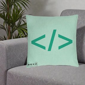 Perna Personalizata Cod HTML Turcoaz, 40x40 cm, Verde Menta, Husa Detasabila, Perna Inclusa, BEKZ®