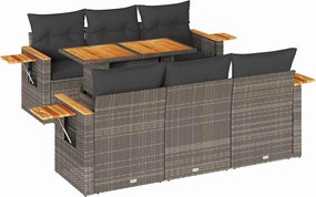 vidaXL Set canapele grădină cu perne 7 piese gri poliratan/lemn acacia