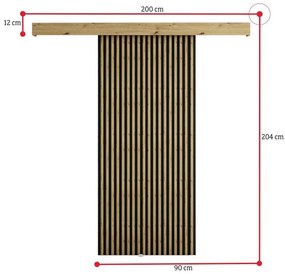 Expedo Usa glisanta RODEN + inchidere silentioasa, 90x204, stejar artisan/negru