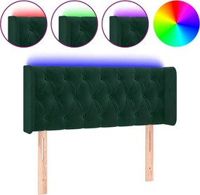 vidaXL Tăblie de pat cu LED, verde închis, 103x16x78/88 cm, catifea