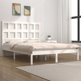3104479 vidaXL Cadru de pat, alb, 140x200 cm, lemn masiv de pin