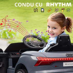 HOMCOM Automobil electric pentru copii cu telecomandă, centură de siguranță, claxon, muzică, faruri, până la 5 km/h, 3-5 ani, Gri | Aosom Romania
