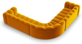 Colțar modular galben cu tapițerie din catifea Lupine – Micadoni