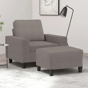 vidaXL Fotoliu canapea cu taburet, taupe, 60 cm, material textil