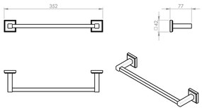 GEDY 692135 Suport pentru prosoape Colorado 35 x 8cm , argintiu