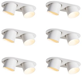 Set de 6 spoturi încastrate albe GU10 70mm înclinabile cu 2 lumini - Installa