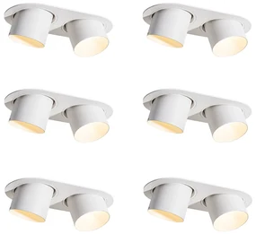 Set de 6 spoturi încastrate albe GU10 70mm înclinabile cu 2 lumini - Installa