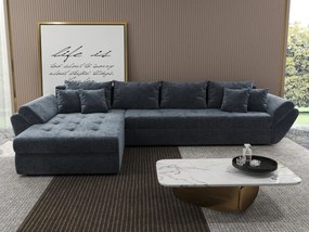 Colțar extensibil dumonde cu ladă de depozitare si sezut confortabil din spuma high-density, Loana XL Euphoria Grafit 335x185 cm