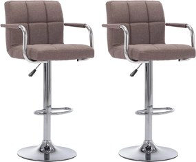 vidaXL Scaune de bar, 2 buc., gri taupe, material textil