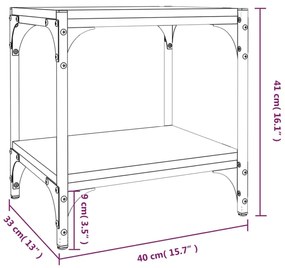 Comoda TV, stejar fumuriu, 40x33x41 cm, lemn prelucrat si otel 1, Stejar afumat, 40 x 33 x 41 cm