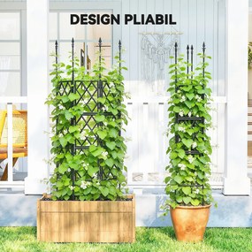 Outsunny Suport pentru Plante Cățărătoare Înalt Pliabil, Grilaj pentru Cățărătoare din Grădină din Oțel cu Decorațiuni, pentru Roșii, Flori, Mazăre, Legume, Montaj DIY, 85x197 cm, Negru | Aosom Romania