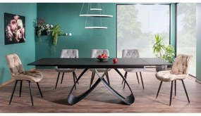 Masa Bucatarie Si Dining SAMANTA Extensibila Sticla Securizata+Ceramica Negru/Negru Mat 160(240)x90 cm