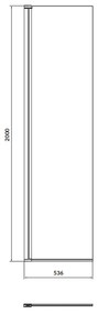 Paravan dus mobil 50x200 cm sticla securizata, profil crom pentru cabina dus walk-in Cersanit Mille 500x2000 mm, Crom lucios
