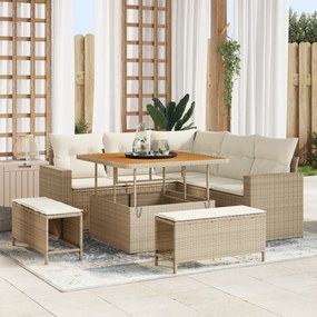vidaXL Set de canapele pentru grădină 8 pcs Bej poliratan