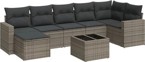 vidaXL Set canapele de grădină cu perne, 8 piese, gri, poliratan