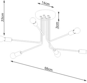 Lustră pe tijă Sollux SL.1452 NORAH 6xE27/15W/230V negru