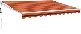 vidaXL Copertină retractabilă automată, portocaliu și maro, 3,5x2,5 m