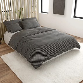 Lenjerie de pat din bumbac STRAVON negru-gri buzunar hotelier Dimensiune lenjerie de pat: 70 x 90 cm | 140 x 200 cm