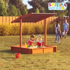 Spielwerk Cutie de nisip cu acoperiș Sami, din lemn de brad, 120x120x120cm