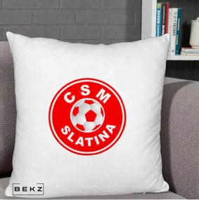 Perna Personalizata CSM Slatina Fotbal, 40x40 cm, Alb Pufos, Husa Detasabila, Perna Inclusa, BEKZ®