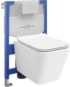 Mexen set WC încastrat cadru Felix XS-F cu vas de toaletă Cube și capac de toaletă cu închidere lentă, Albă - 68030924000