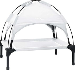 vidaXL Pat pentru câini Manual Gri argintie 71 x 64 x 71 cm Oțel