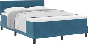 vidaXL Pat cu arcuri cu saltea Albastru închis 140 x 190 cm Catifea