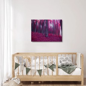 Tablou pe sticlă - Pădurea roz (70x50 cm)
