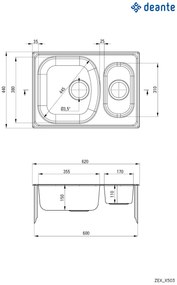 Chiuvetă din inox, 1,5-cuve, Xylo, ZEX_0503