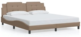 3214128 vidaXL Cadru de pat cu LED, cappuccino, 180x200 cm, piele ecologică