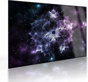 Tablou pe sticlă - Mandala Lotus în spațiu (70x50 cm)