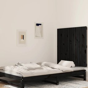 824887 vidaXL Tăblie de pat pentru perete, negru, 95,5x3x90cm, lemn masiv pin