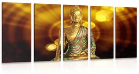 Tablou 5-piese statuie Buddha cu fundal abstract
